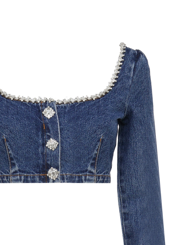 Self-Portrait Top Blue Cotton