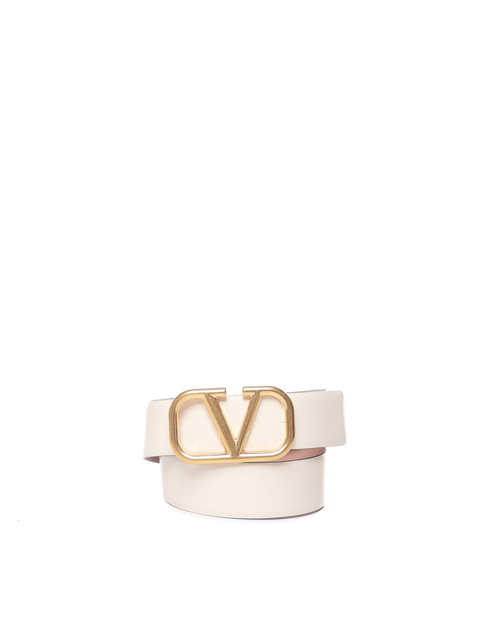 Valentino Garavani Belts Ivory, Beige Calfskin