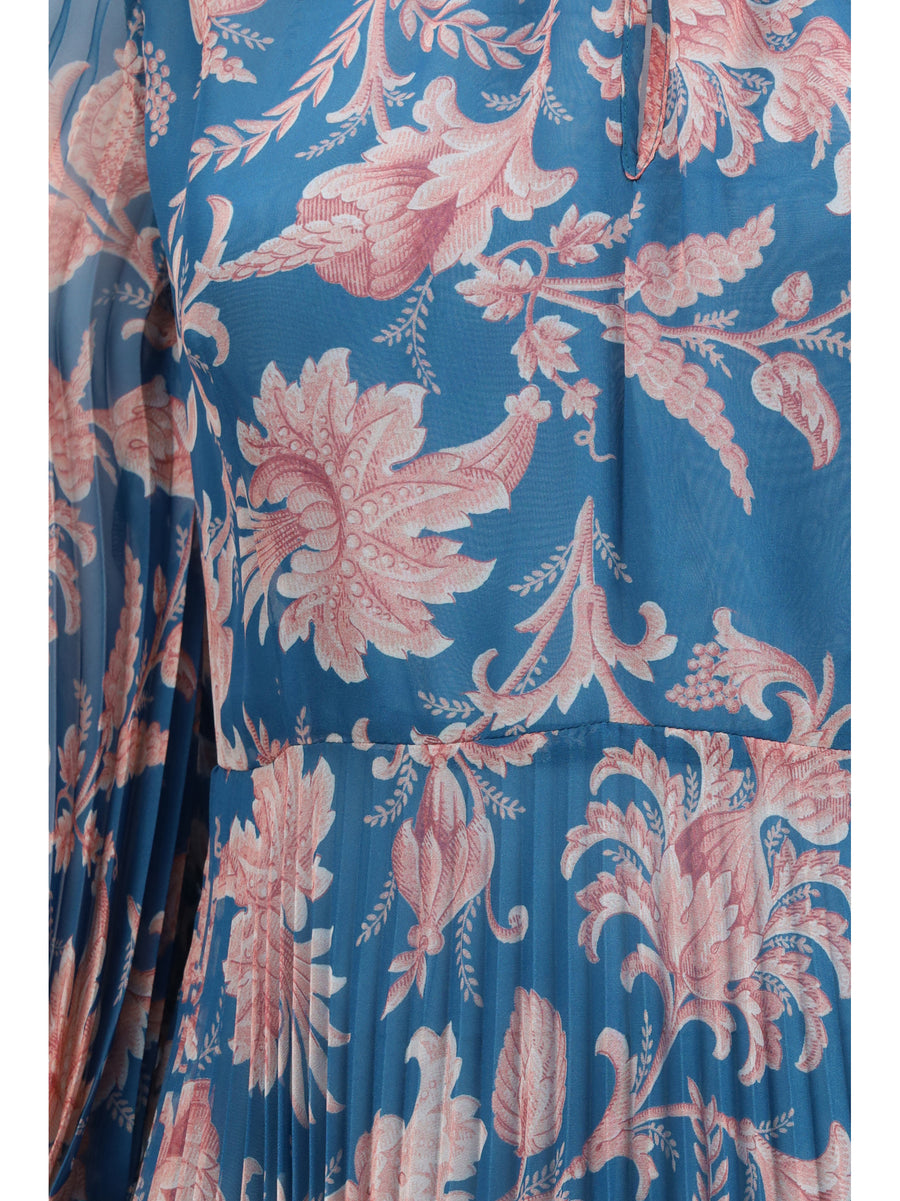 Maxi Pleated Dress, Polyester Blue
