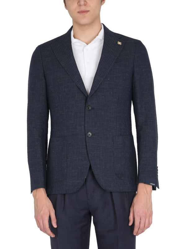 Single-Breasted Jacket Blue Cotton