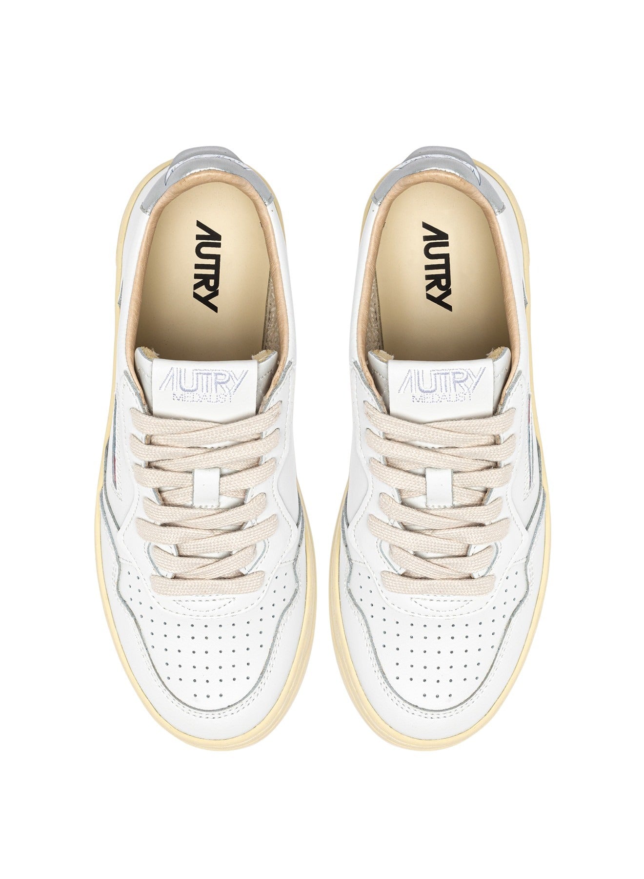 Medalist Low Leat Art Wht Silver White Cow Leather + Pu Shoe
