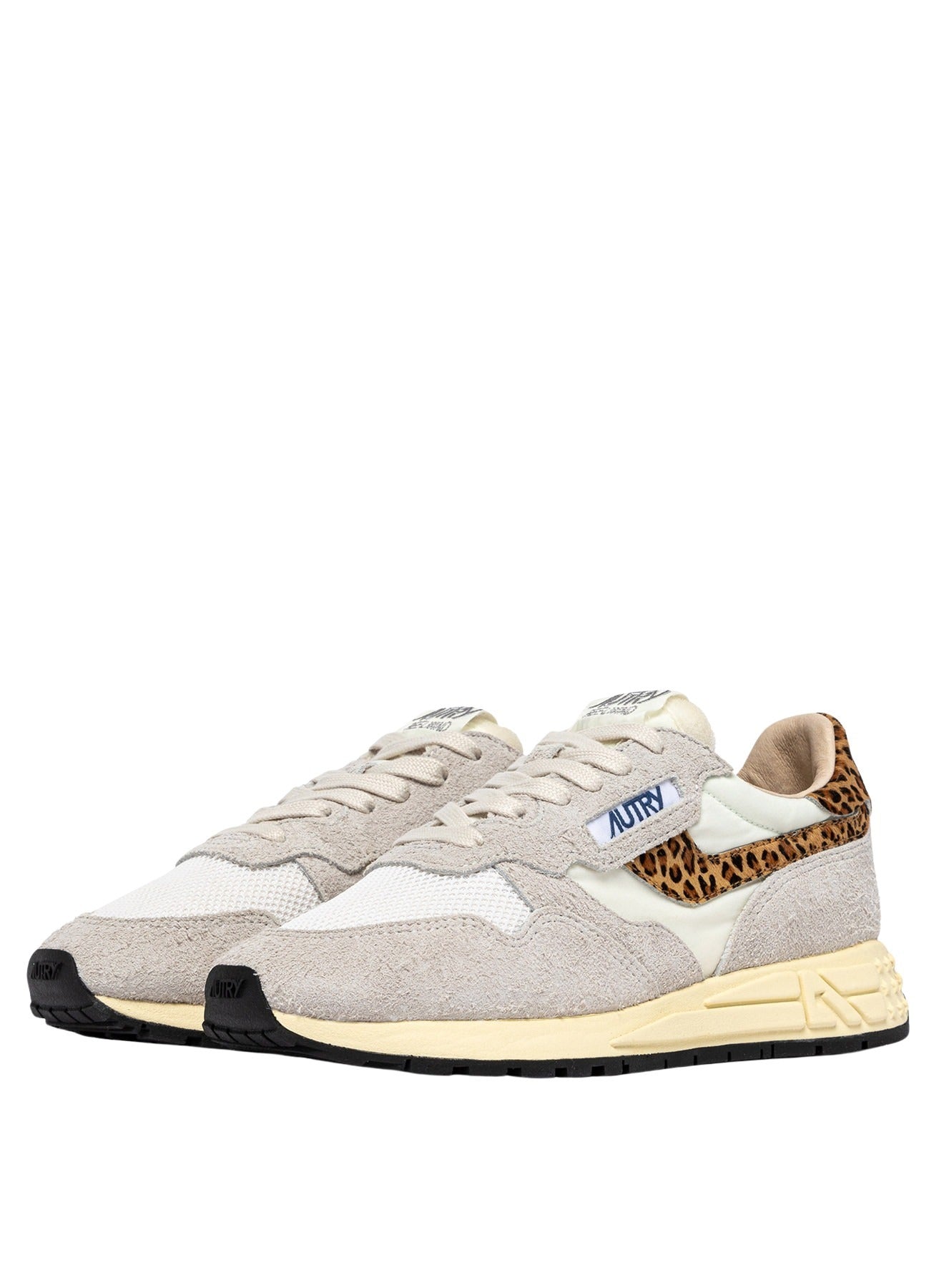 Reelwind Low Suenil Pony Wht Leo White Nylon + Cow Leather Mesh Shoe