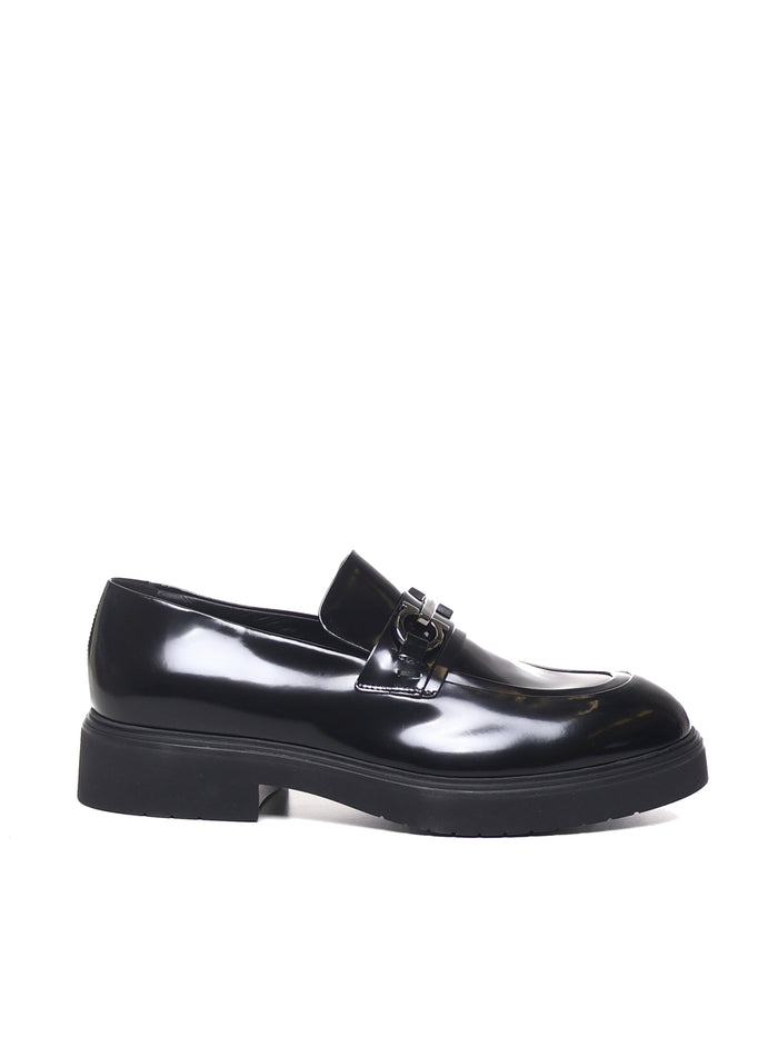 Ferragamo Flat Shoes Black Calfskin