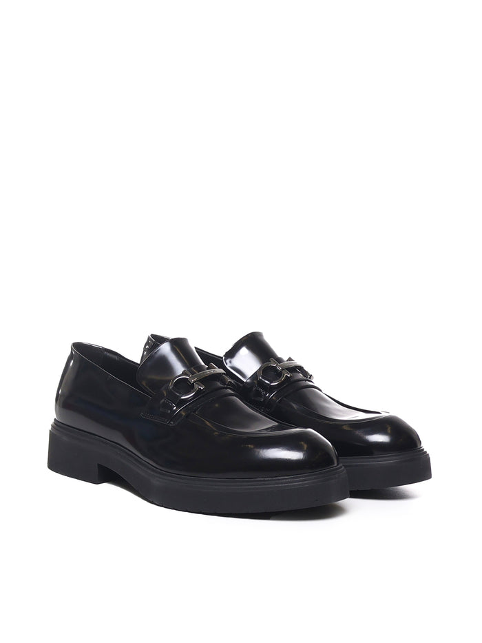 Ferragamo Flat Shoes Black Calfskin