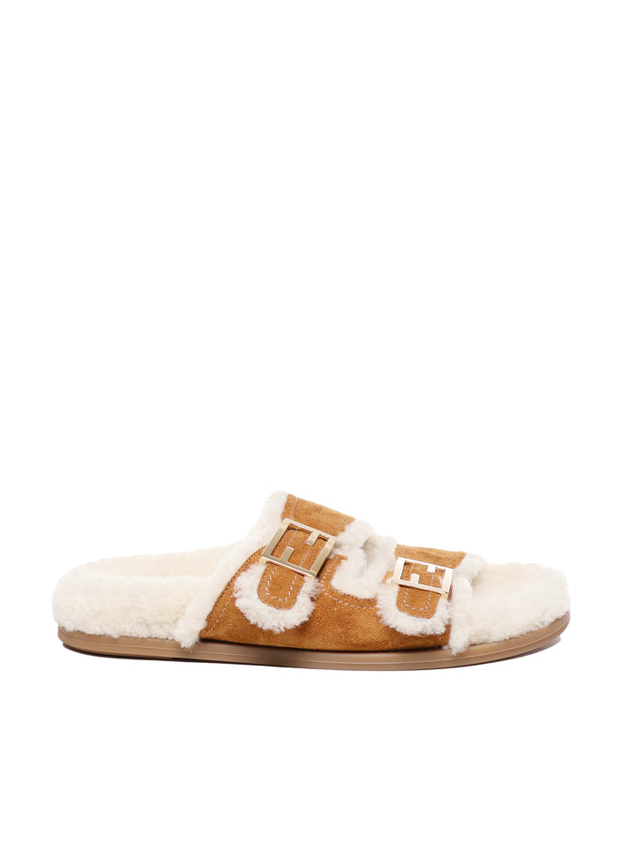 Fendi Sandals Beige Suede Calfskin
