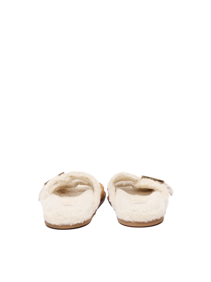 Fendi Sandals Beige Suede Calfskin