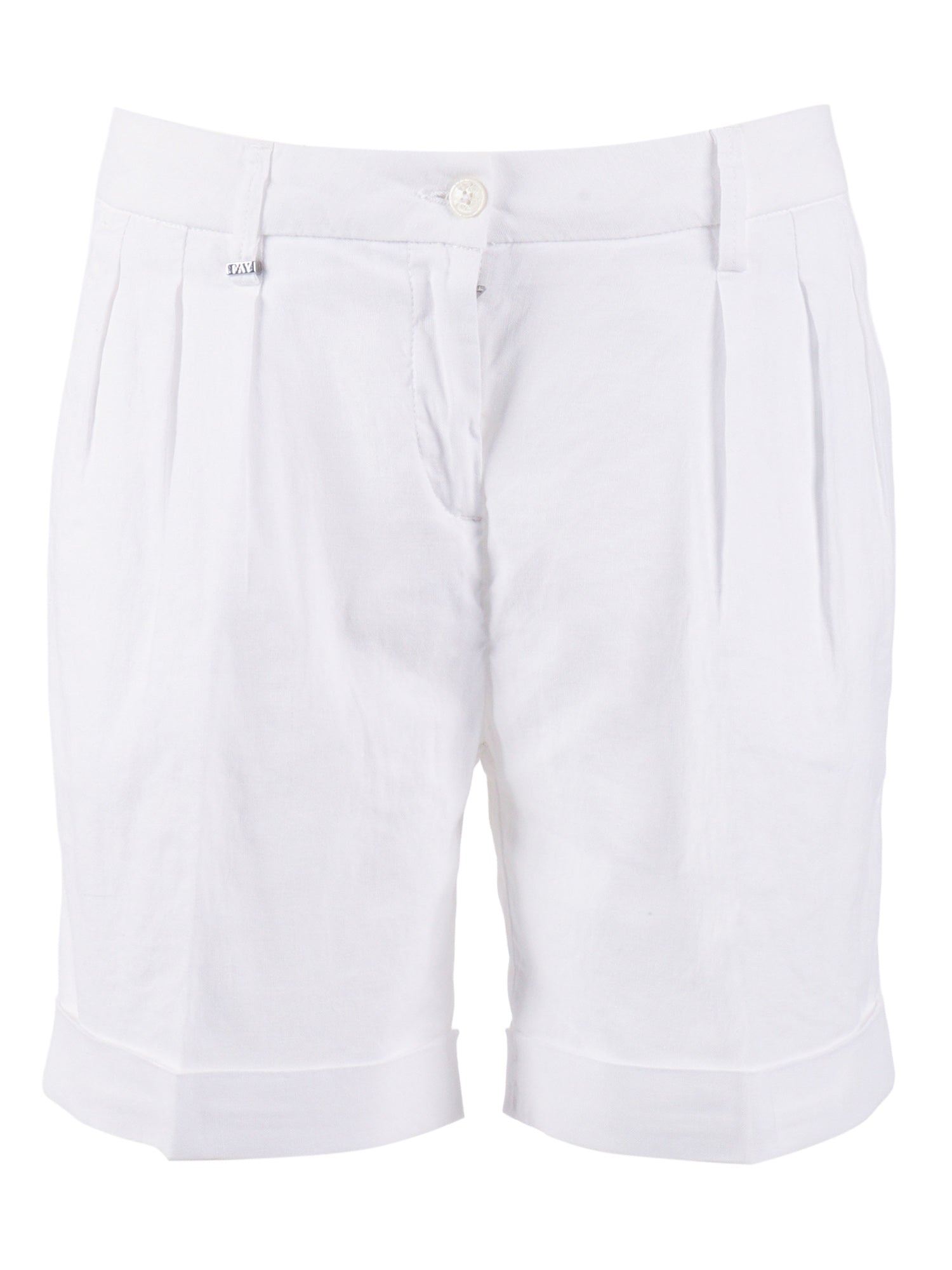 CHINO SHORTS White Linen Cotton Elastane Bermuda