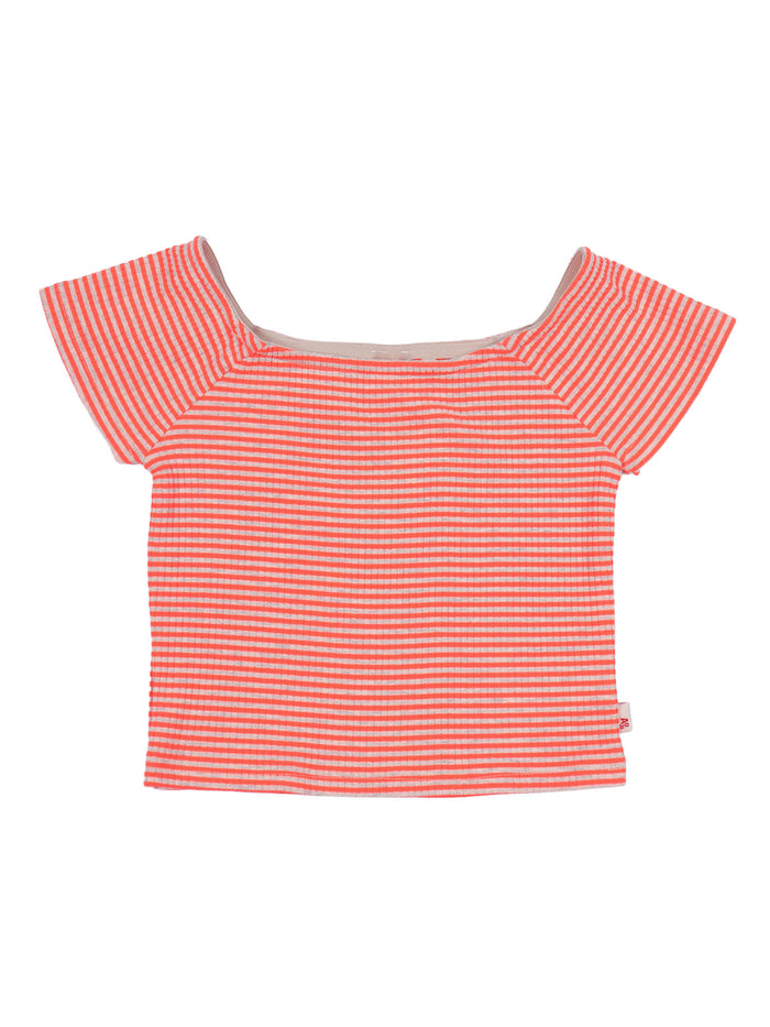 Girls T-Shirts Banu Top Stripe Red Polyester Cotton Elastane Short Sleeves T-shirt