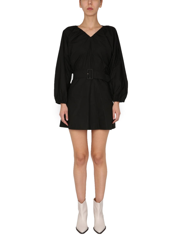 Balloon Sleeves Dress Black Cotton