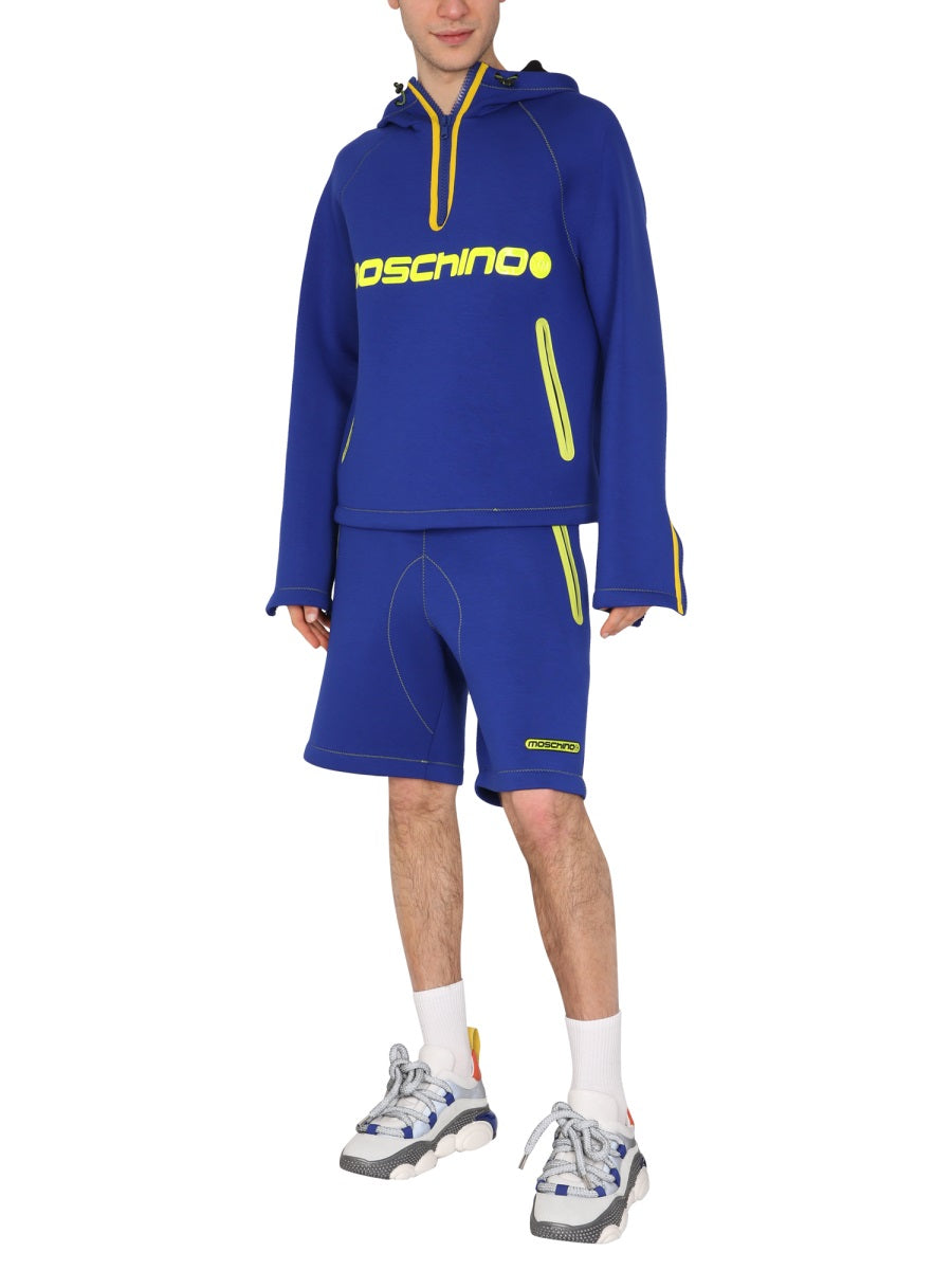 Logo Short Blue Viscose Elastane