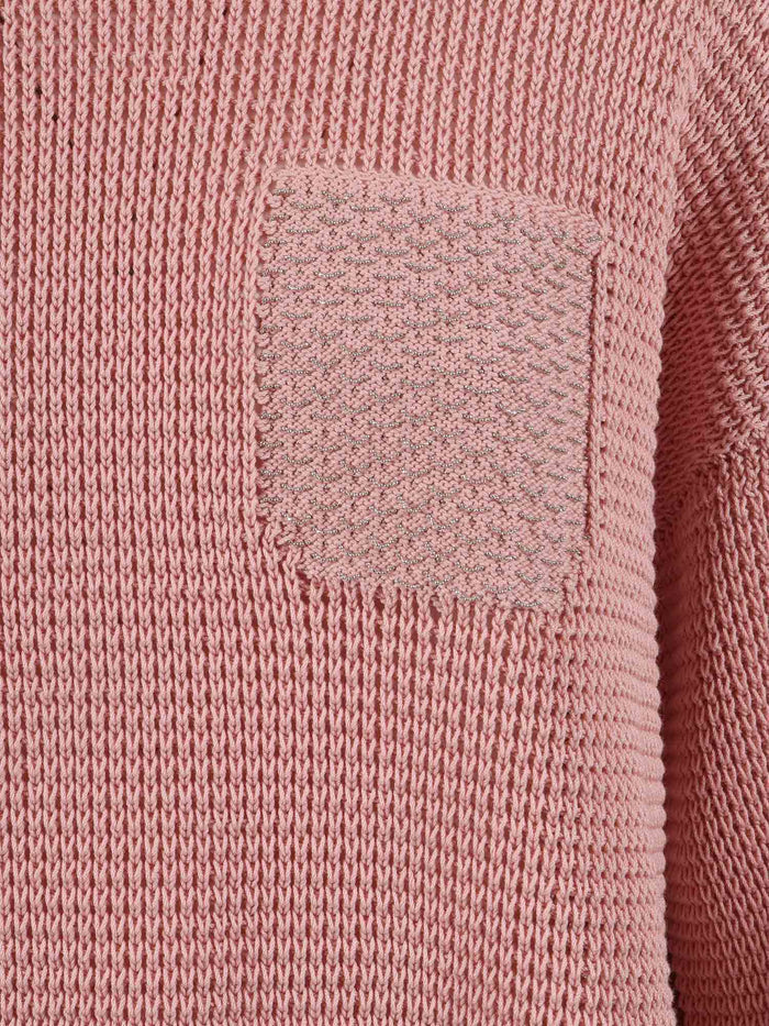 KNITTED SWEATER Pink Cotton Crewneck