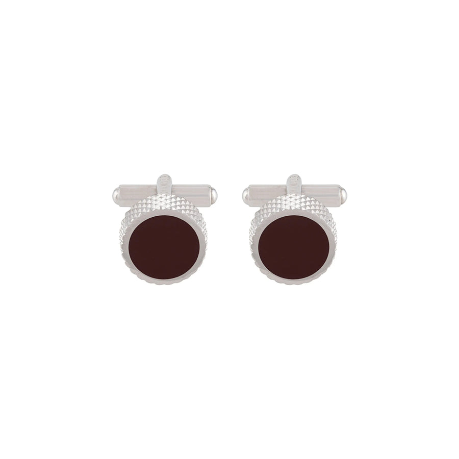 Lady Anne Burgundy Geometric Cufflinks Silver/red Metal