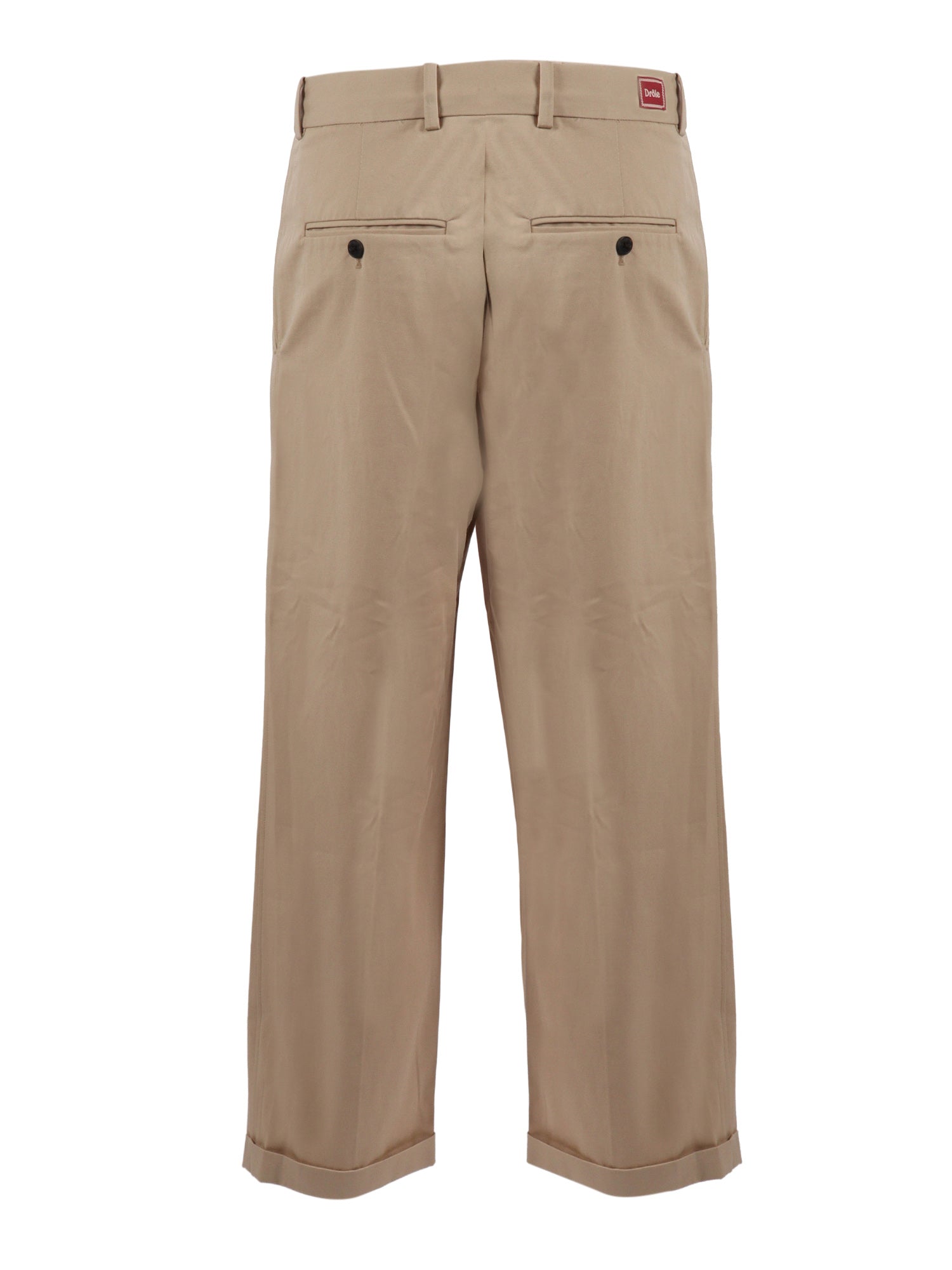 Pantalon Cropped � Plis Coton Beige Cotton Elastane Pant