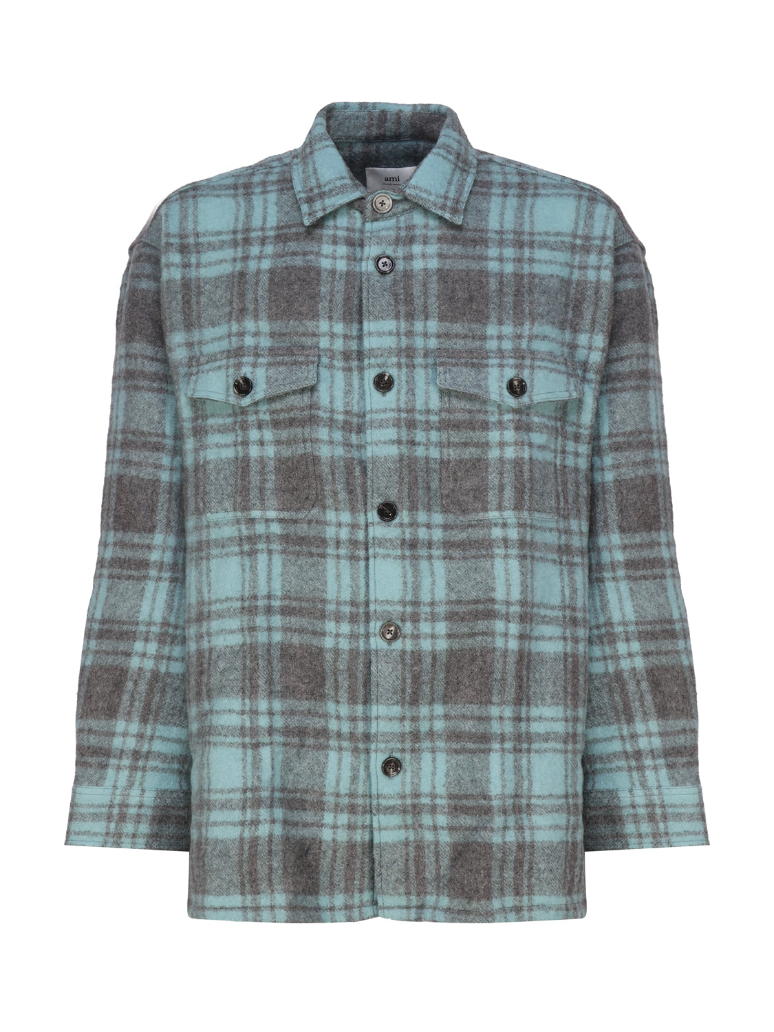 Ami Paris Shirts Aquamarine / Mineral Grey Wool