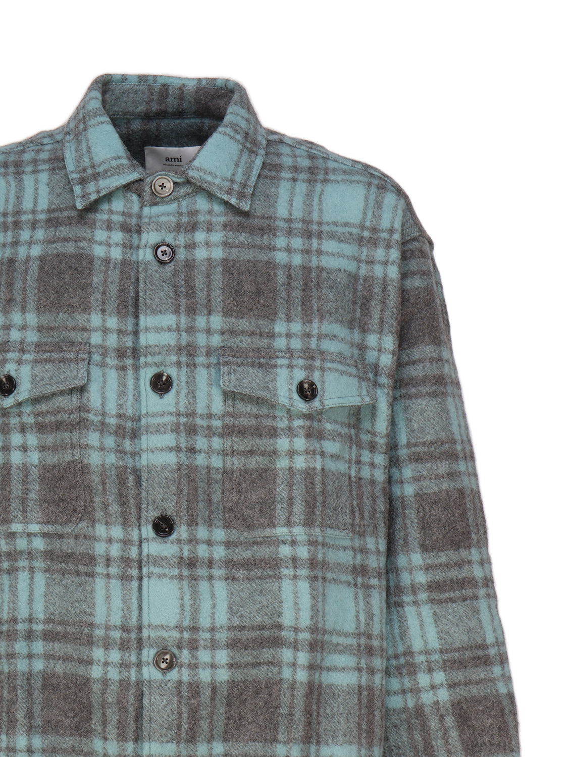 Ami Paris Shirts Aquamarine / Mineral Grey Wool