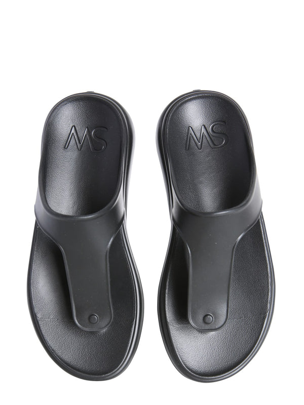 T-Strap Slide Sandal Black Rubber
