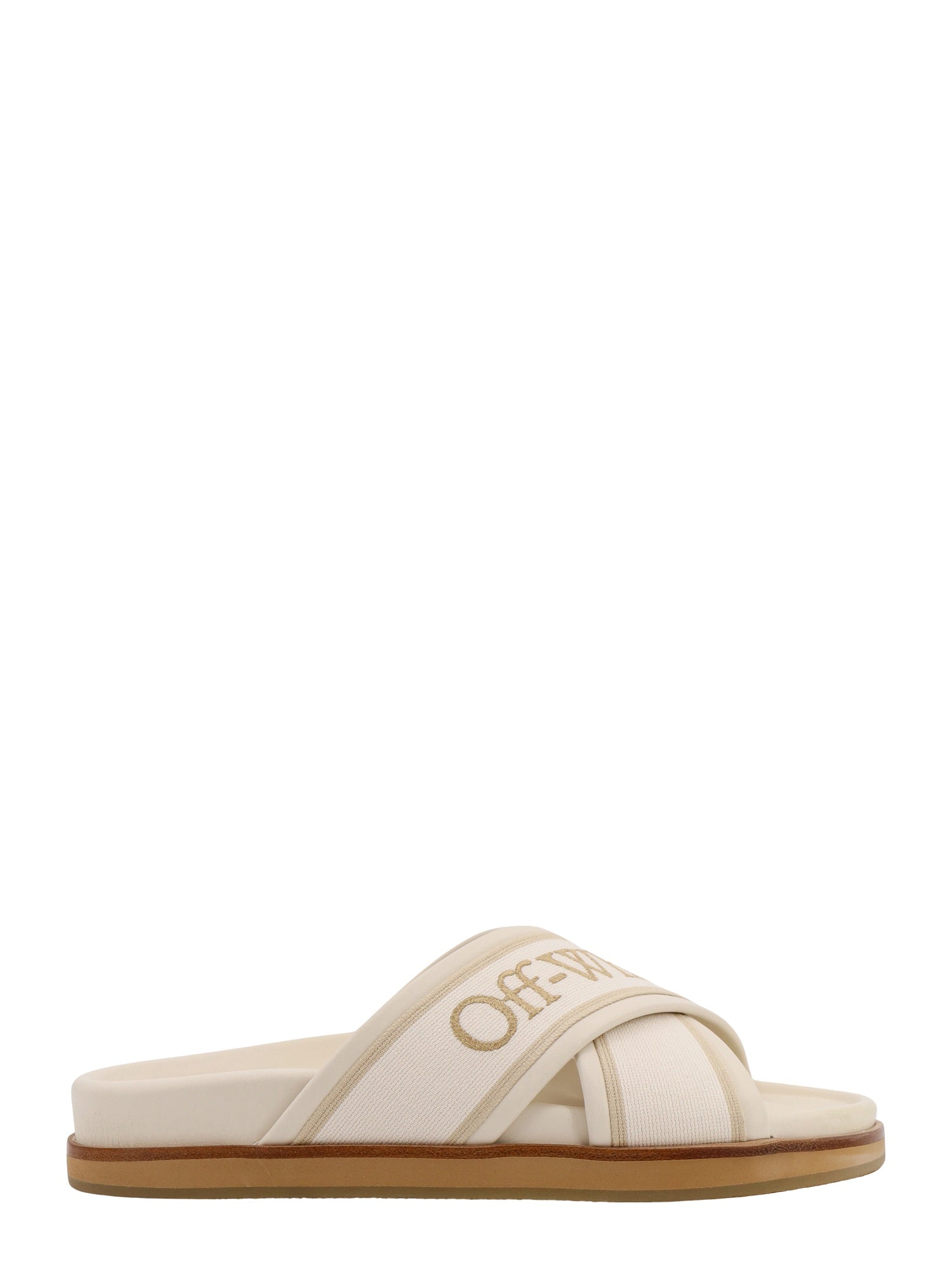 Off White Sandals Beige Pelle