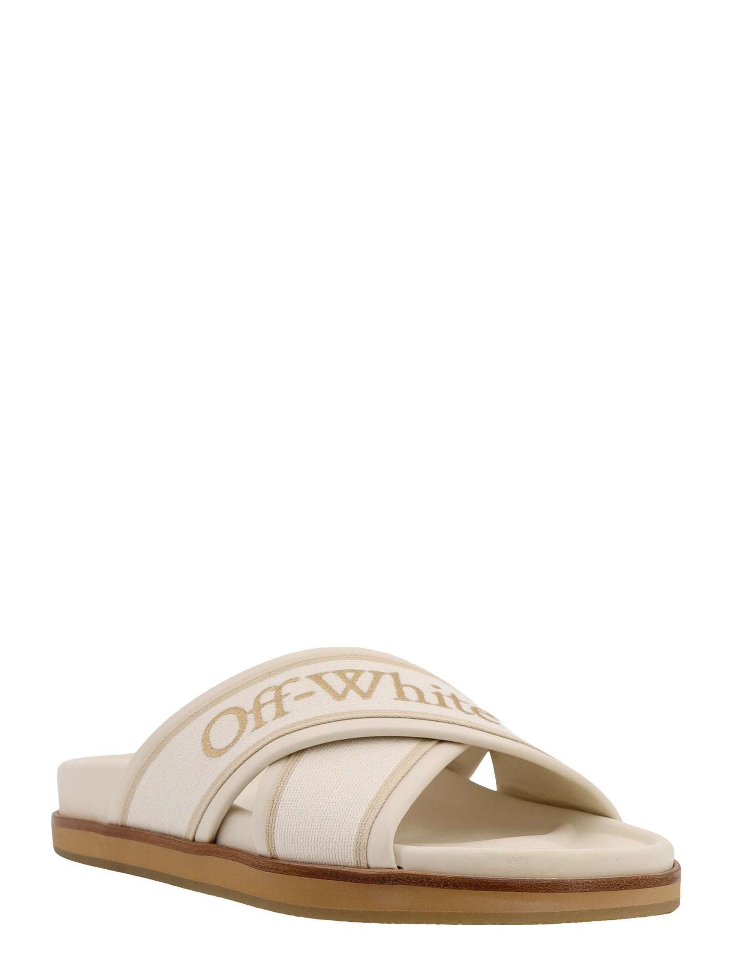 Off White Sandals Beige Pelle