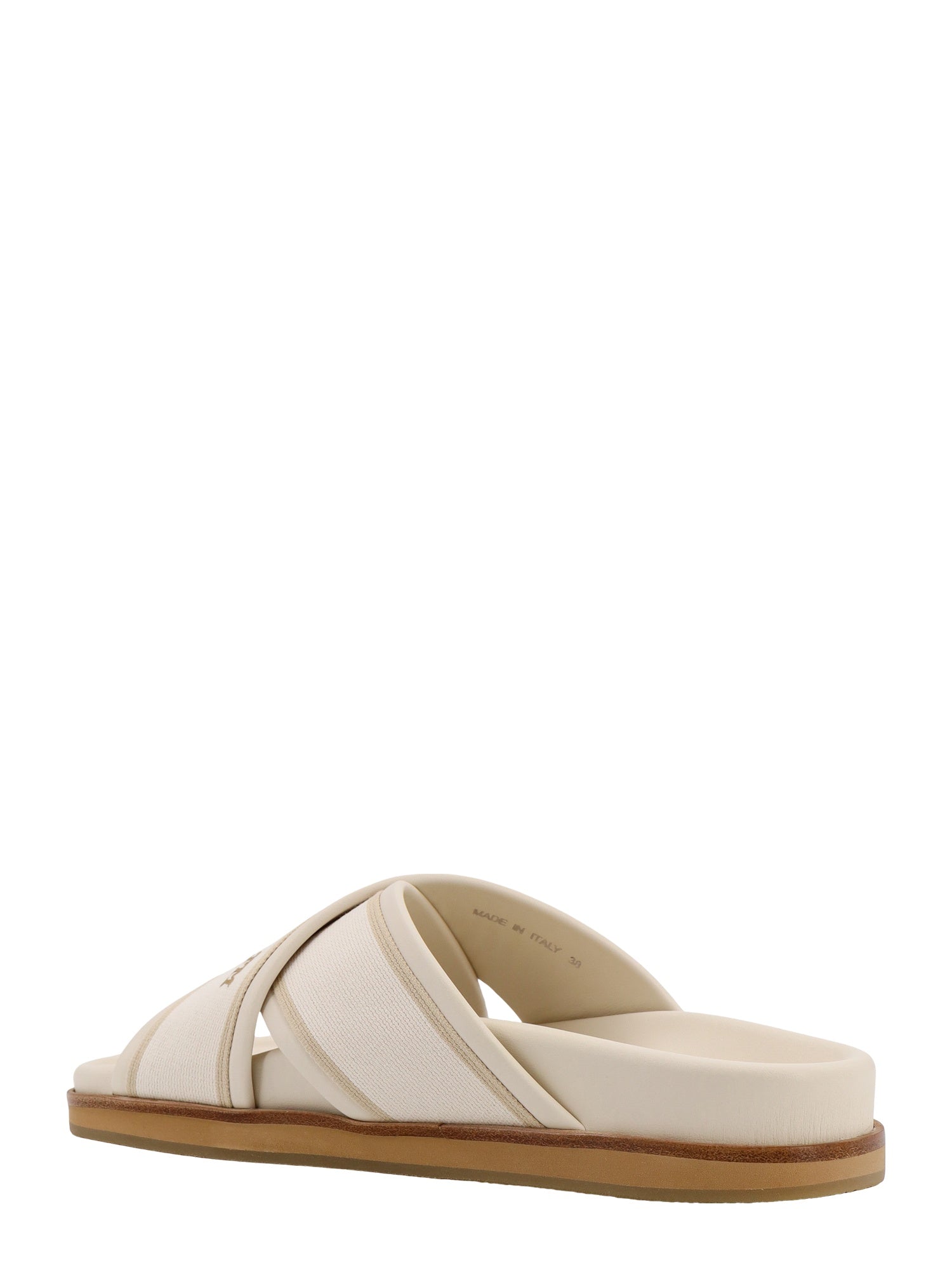 Off White Sandals Beige Pelle