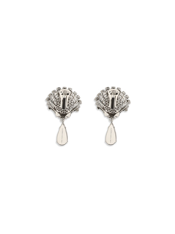 Drop Earrings Crystal Silver Metal