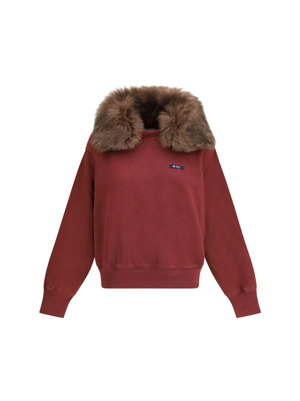 Prada 100% Cotton (body); shearling collar sweatshirt in bordeaux