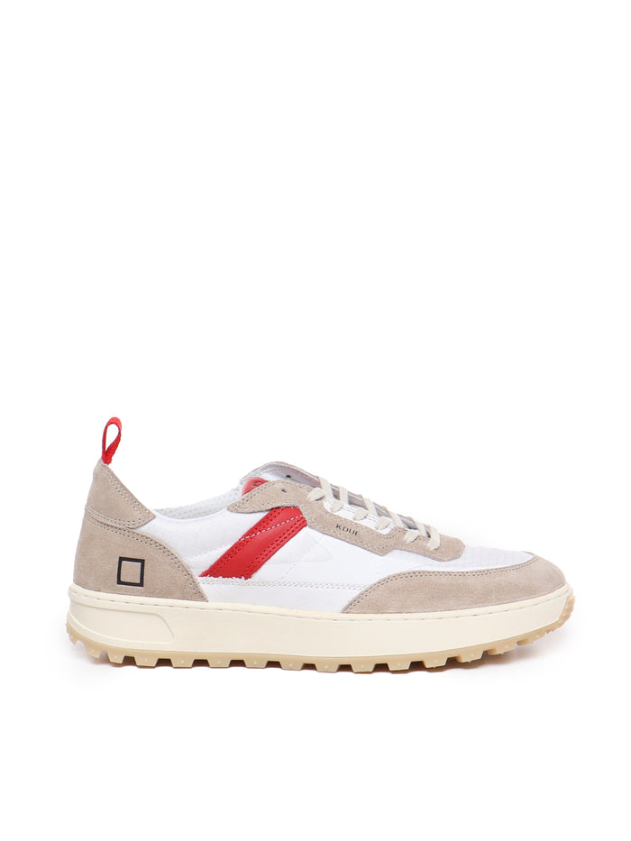 D.a.t.e. Sneakers White, Taupe, Red Suede