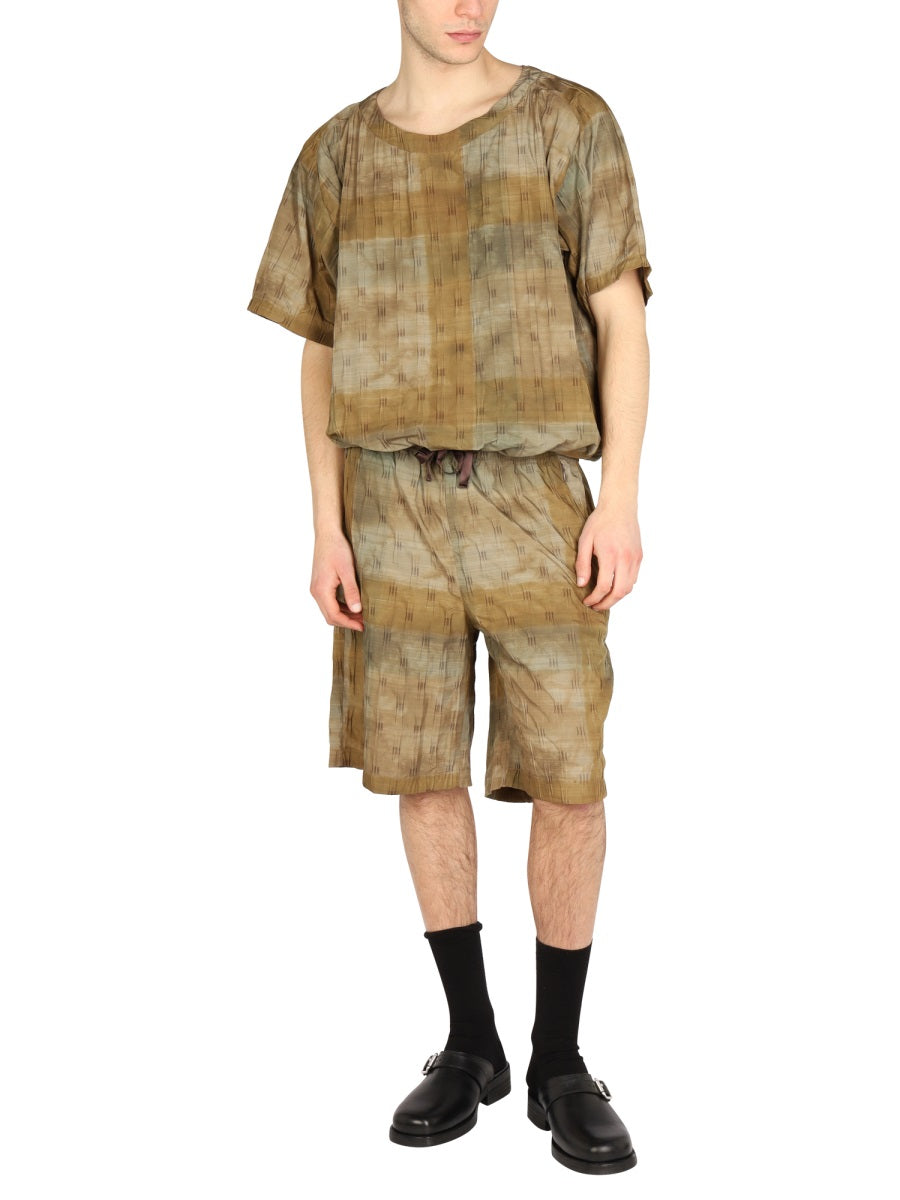 Print Bermuda Shorts Military Green Polyester