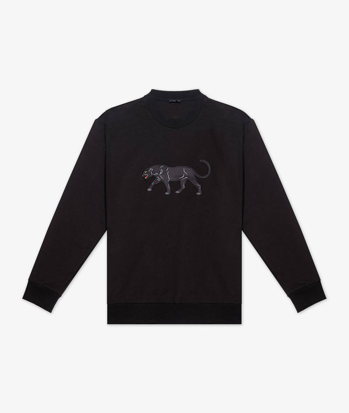 Cotton Sweatshirt Black Panther Round Neck Sweater