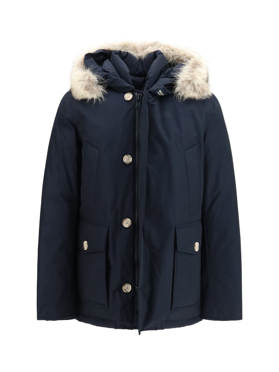 Arctic Ramar Cloth Parka With Removable Fur Melton Blue Cotton; Polyamide Down Jackets