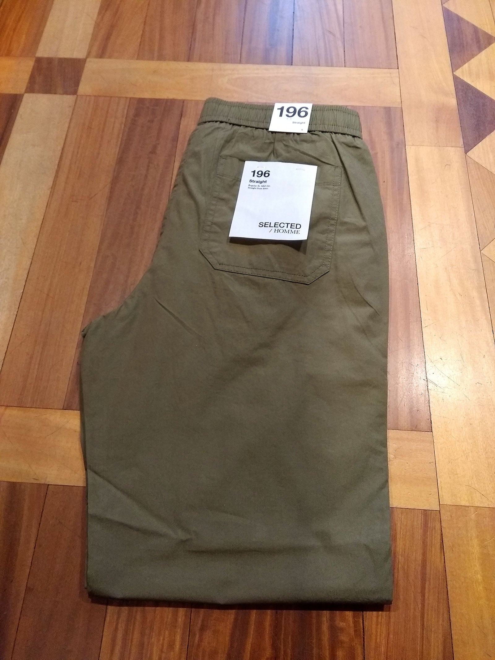 Shl196-straight Nick Drawstring Green Cotton Pant