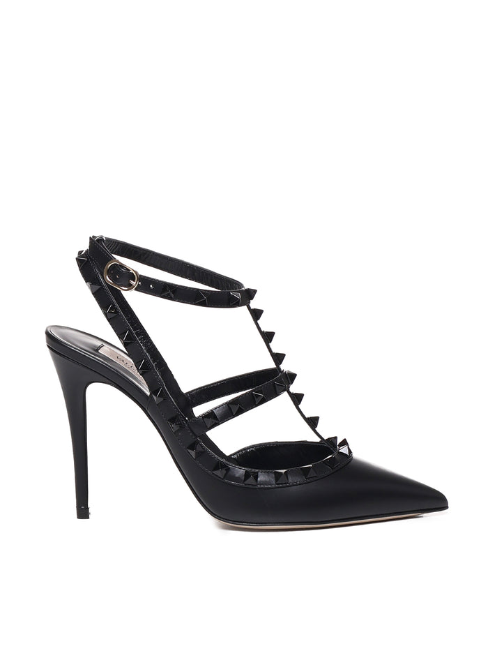 Valentino Garavani With Heel Black Calf Leather - Bos Taurus