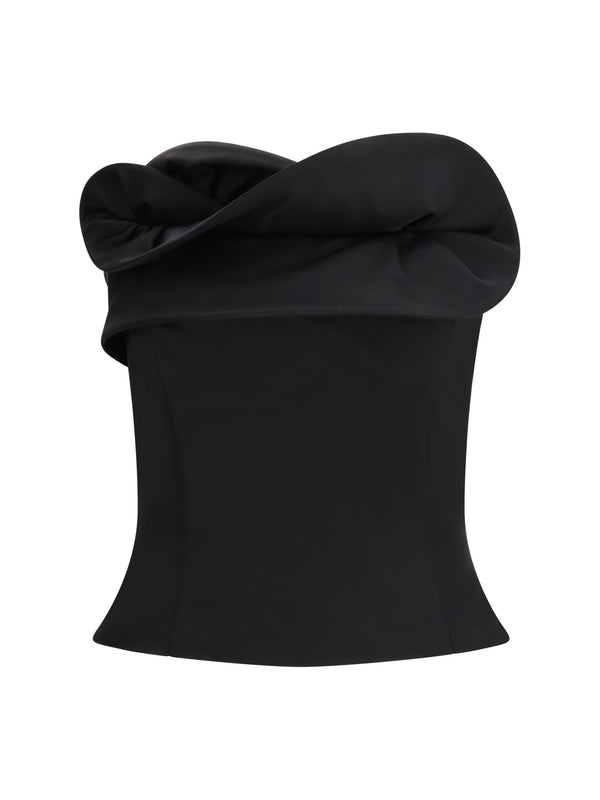 Magda Butrym 58% Fleece Wool bodysuit in black