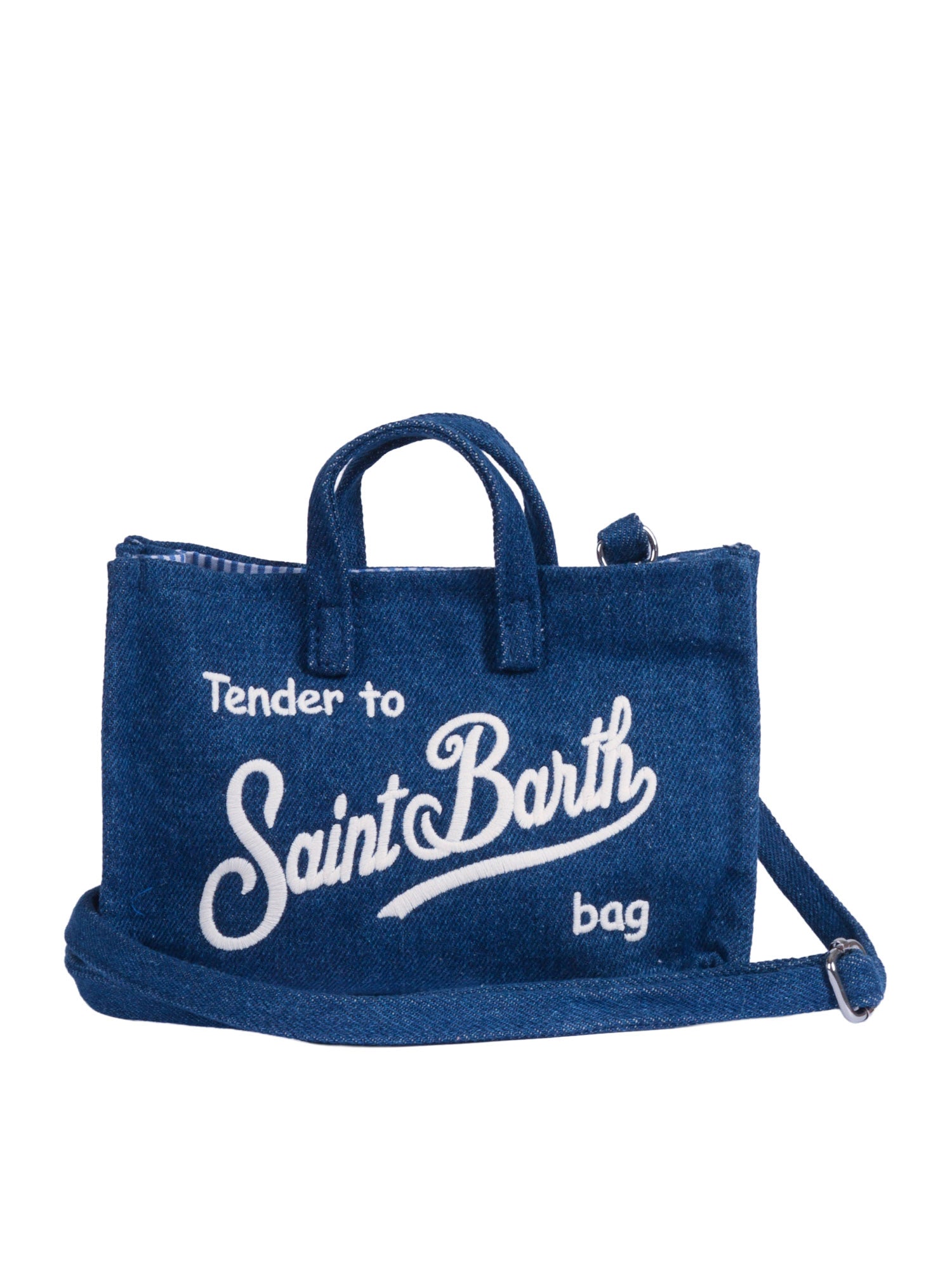 Phone Bag Denim-Denim Emb Blue Cotton Polyester Handbag