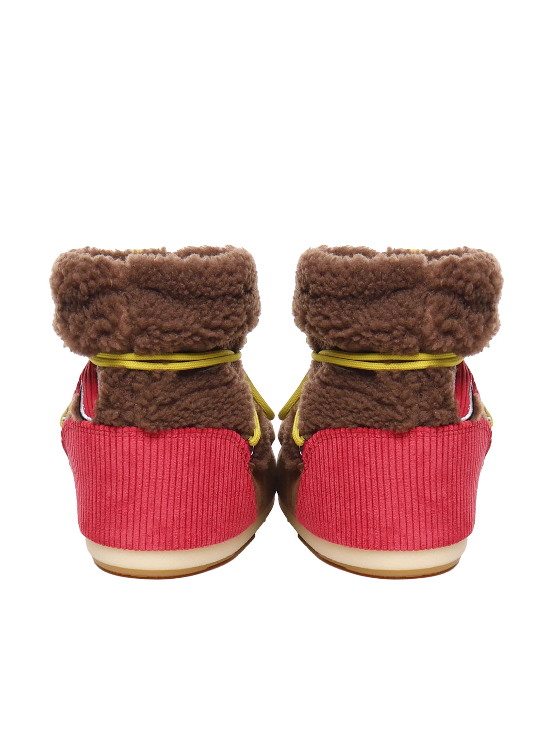 Moon Boot Cognac/red, Yellow Shearling