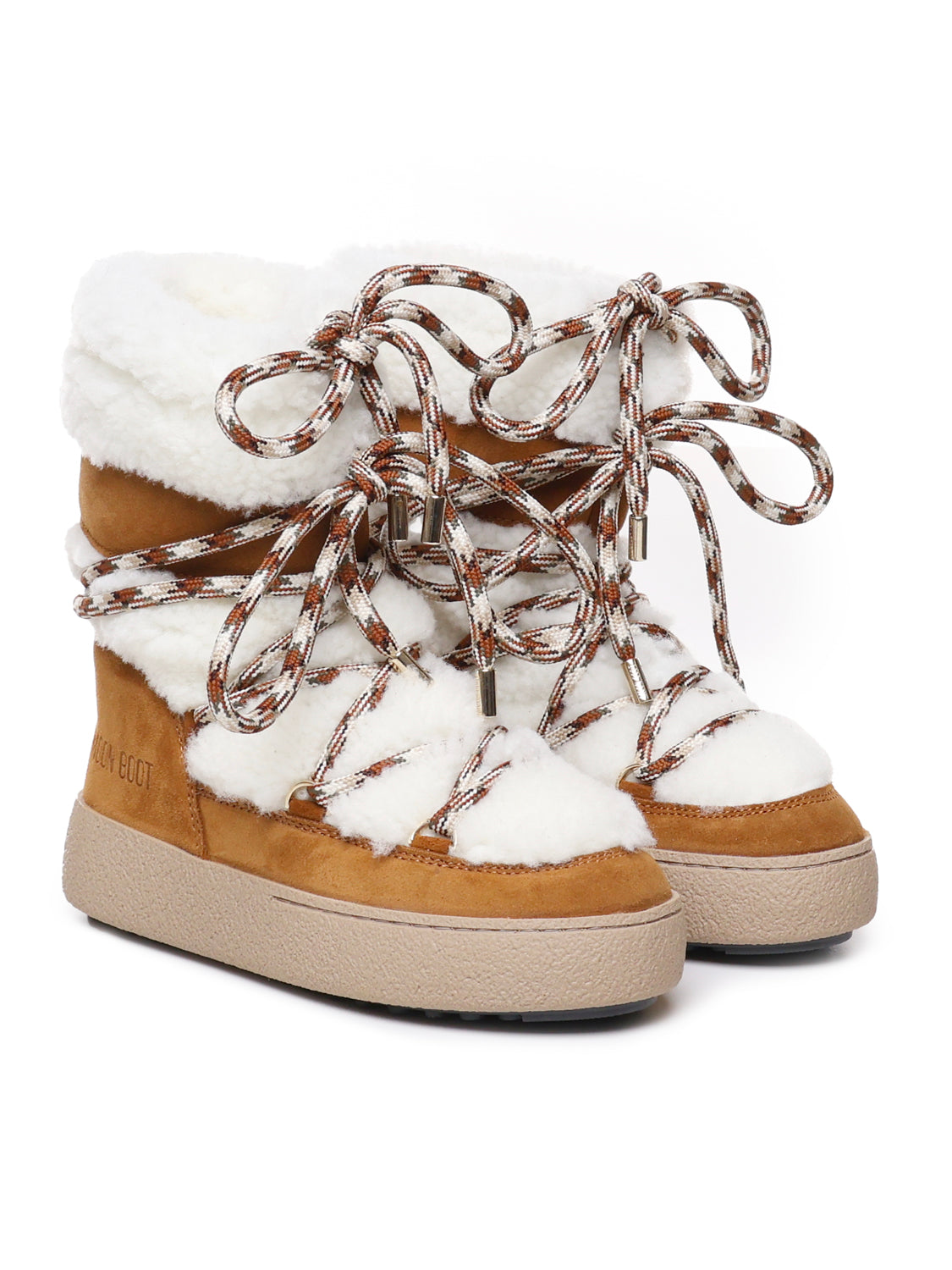 Moon Boot Brown, White Shearling