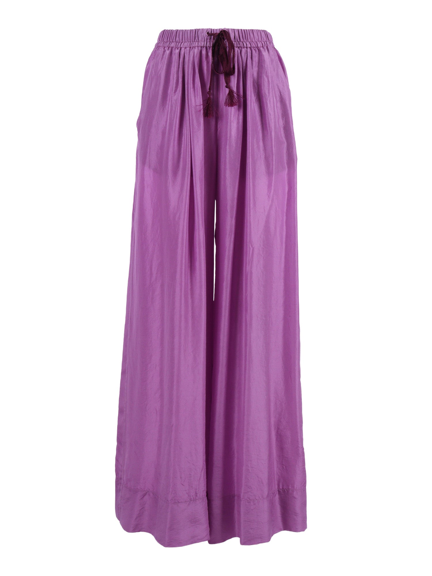 Drawstring Trousers Silk Habotai Purple