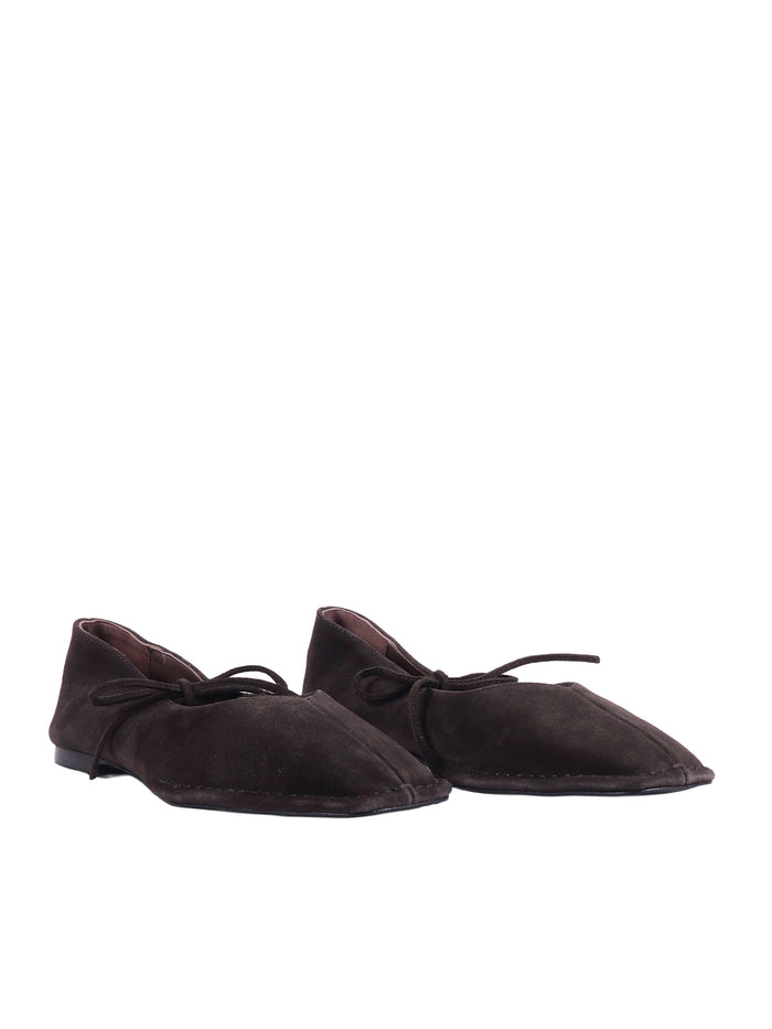 Sway Suede Coffee Brown Leather Ballet Flats Altezza Tacco 1 Cm Flat Shoes