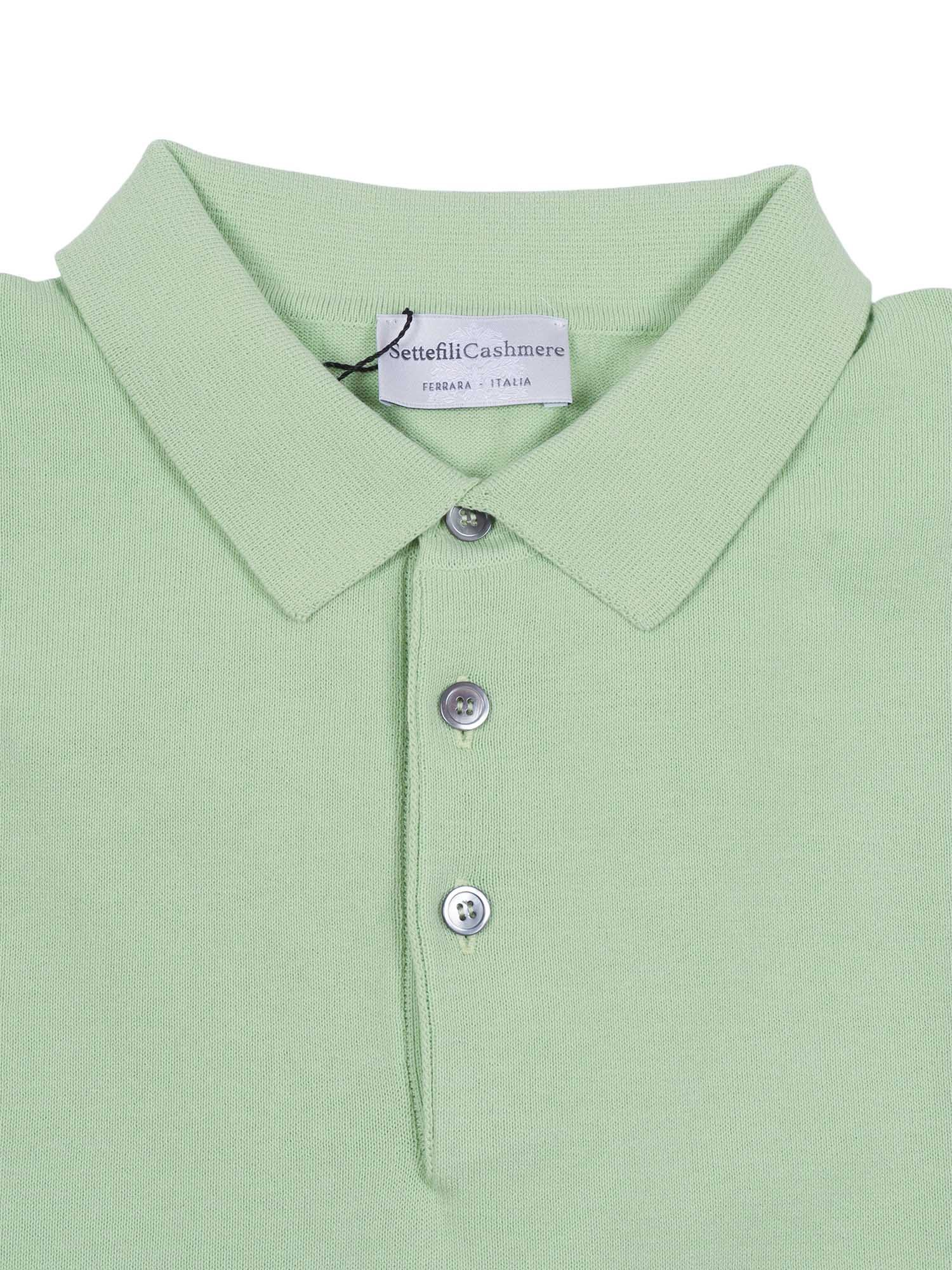 Short-Sleeved Polo Shirt With Tubular Hem And Side Slits Green Cotton M/c