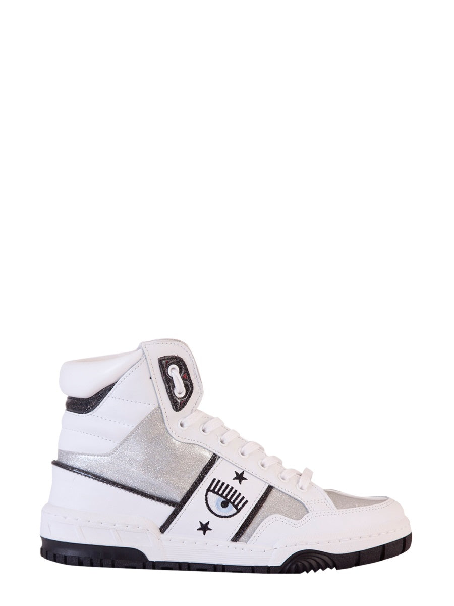 Logomania High Sneaker Silver Rubber Sole Trainers