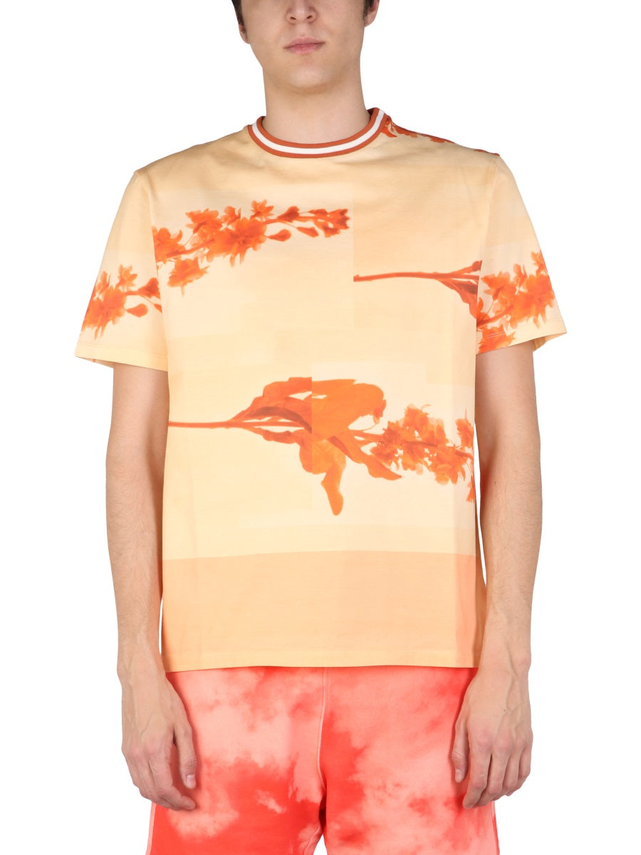 Stem Floral T-Shirt Orange Cotton T-shirts
