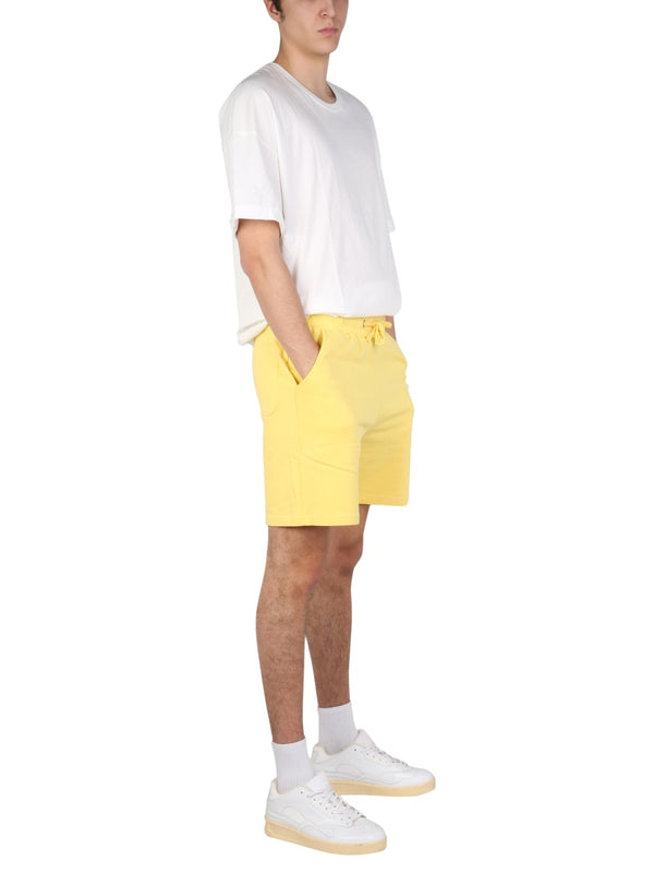 Logo Embroidery Bermuda Shorts Yellow Cotton