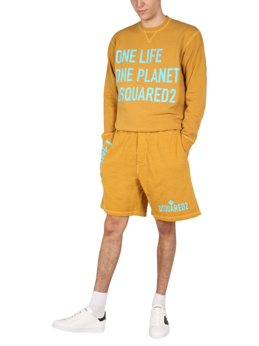 One Life Planet Bermuda Shorts Yellow Cotton