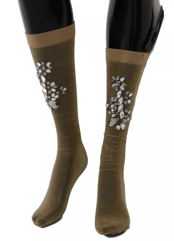 Dolce & Gabbana 52% Nylon stocking socks in gold