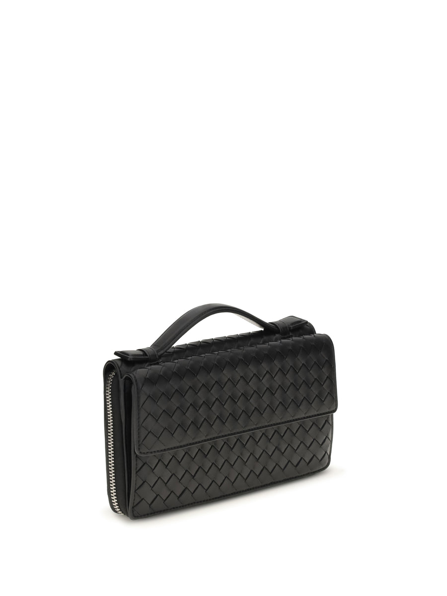 Wallet Intrecciato Nappa Black-Silver Black/silver Calf Leather Umbrellas