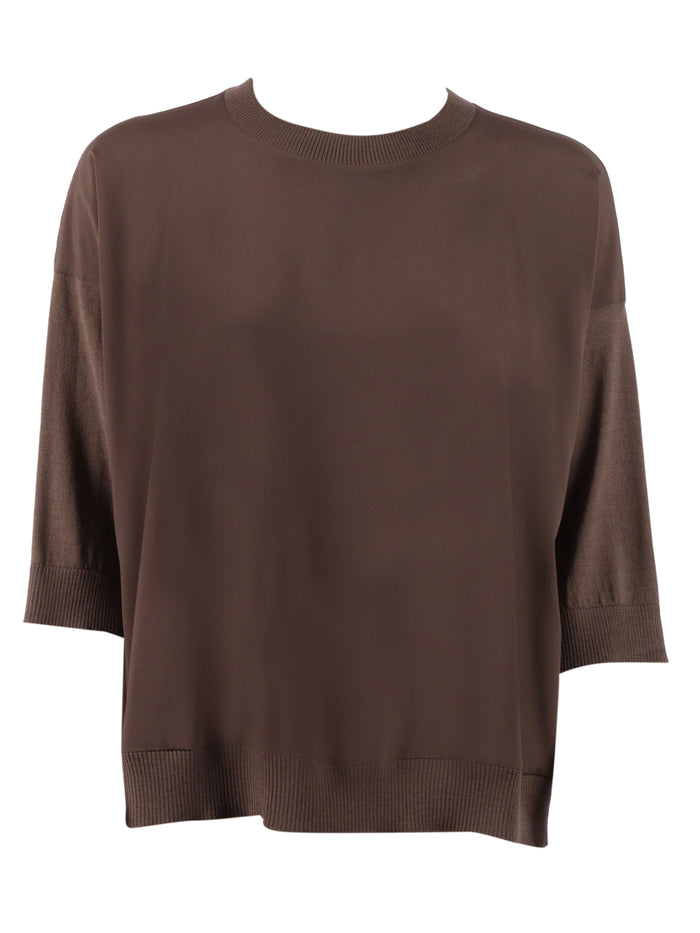 KNITTED SWEATER Brown Acetate Silk Elastane Crewneck