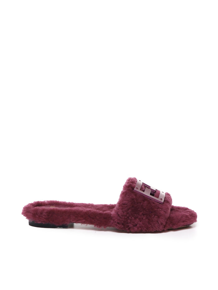Fendi Sandals Bordeaux Sheep Fur