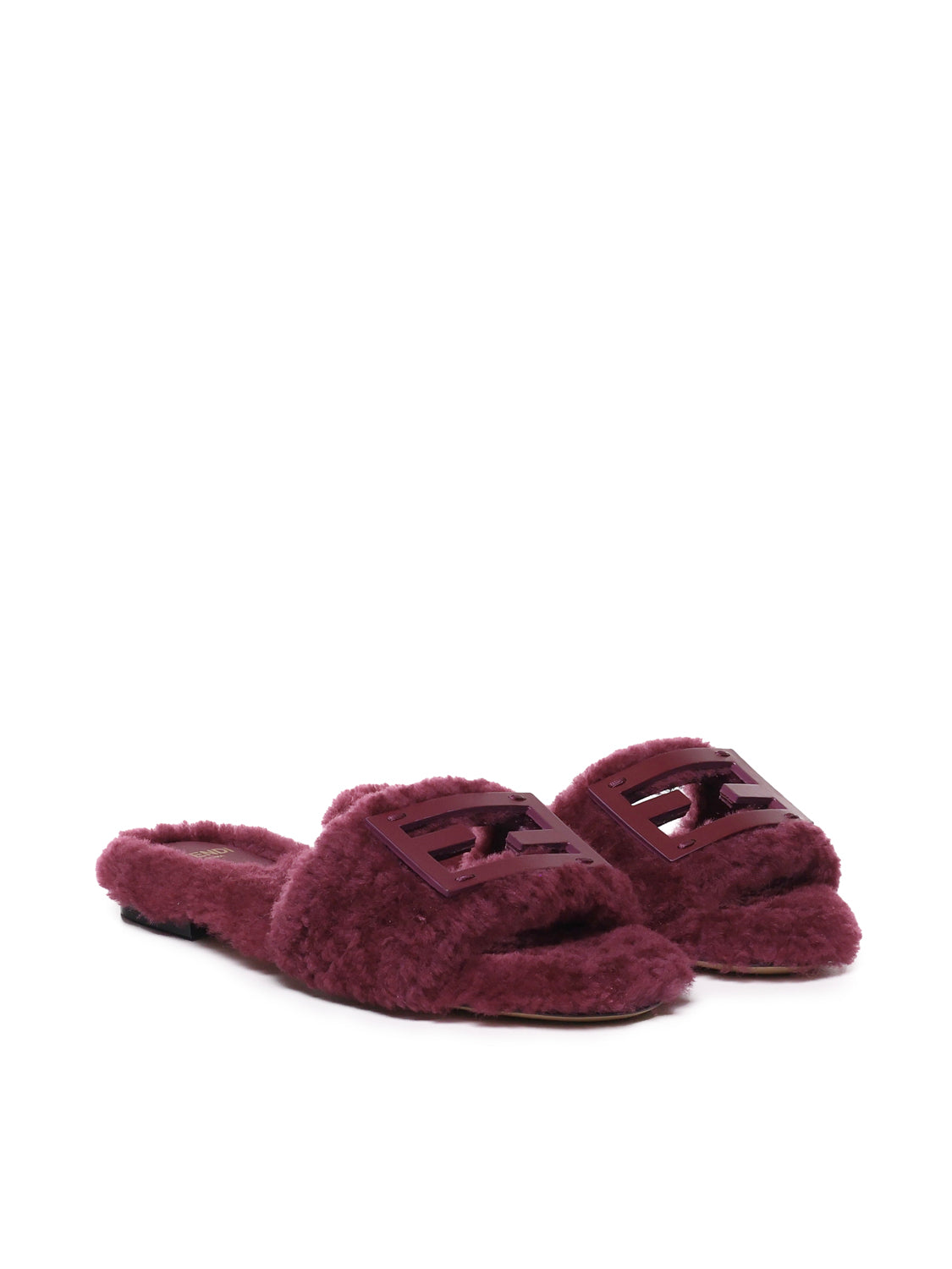 Fendi Sandals Bordeaux Sheep Fur
