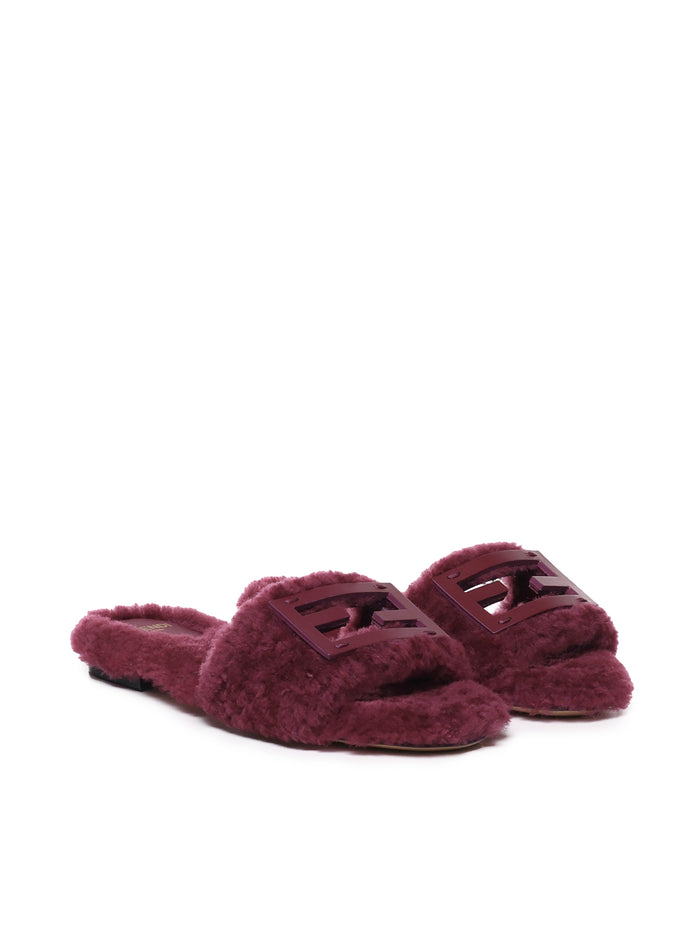 Fendi Sandals Bordeaux Sheep Fur