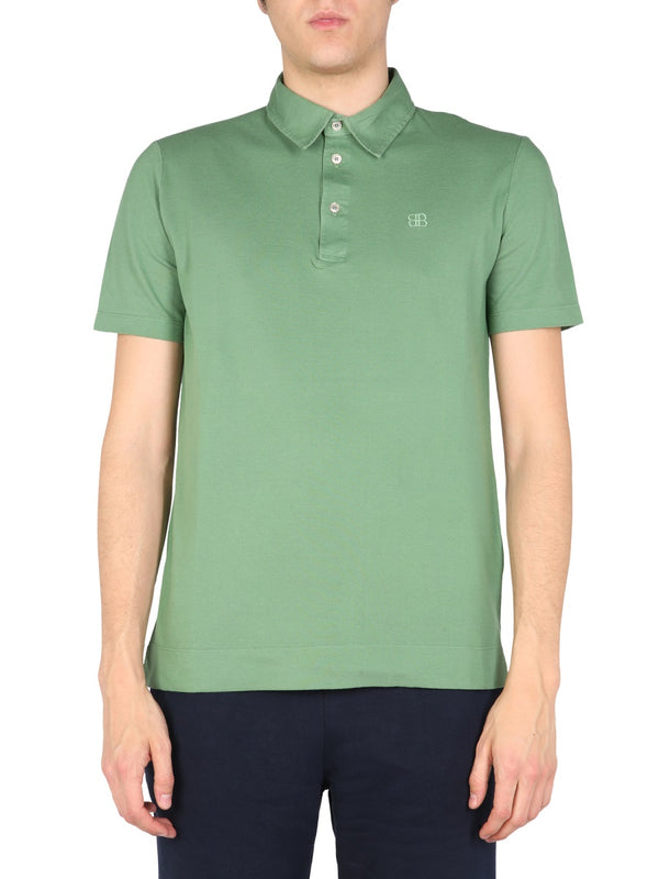 Polo With Logo Embroidery Green Cotton Shirts
