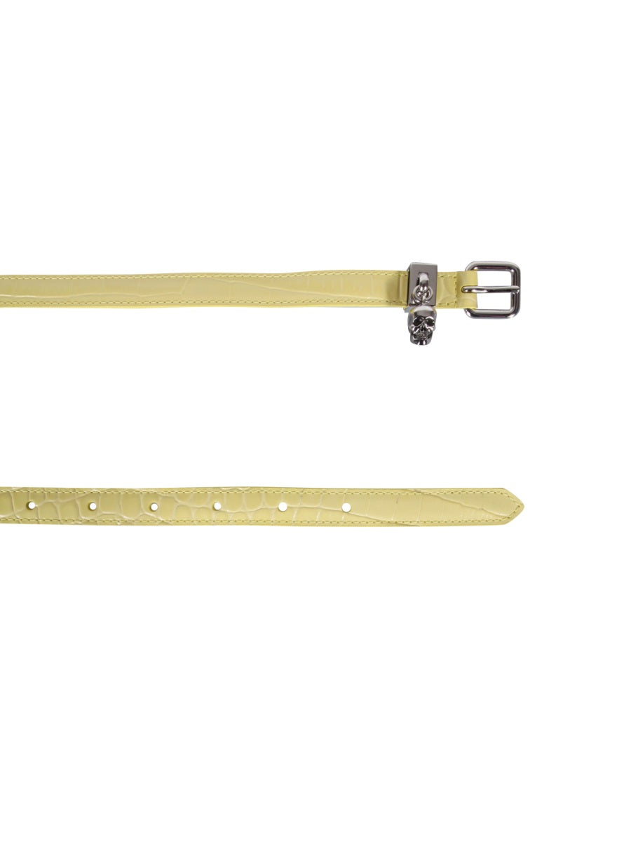 Double Belt With Skull And Pavè Yellow Coconut Print